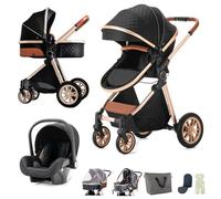 BEBBY Passeggino 3 in 1 Combinato Passeggino Citadina Passeggino 0-36kg Pieghevole Canna Bambino Passeggini Comfort Adatto ai Neonati Viaggi Carrello 2 in 1 Buggy Pieghevole Lusso Alto Paesaggio