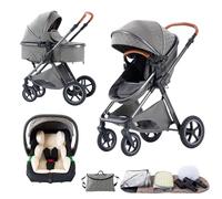 BEBBY passeggino trio, combinazione passeggino 3 in 1 cittadino con passeggino portatile con neonato pieghevole di lusso con modello ad alta vista (Deepgrey, H2)