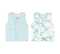 Bebè Bambini Doppio Lato Gilet Primavera Autunno Senza Maniche Giacca Cotone Ragazzi Ragazze Sottili Bottoni Automatici Top Cardigan con Motivo, Verde 100