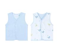 Bebè Bambini Doppio Lato Gilet Primavera Autunno Senza Maniche Giacca Cotone Ragazzi Ragazze Sottili Bottoni Automatici Top Cardigan con Motivo, Blu 80