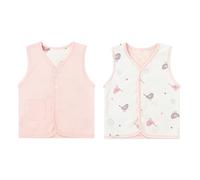 Bebè Bambini Doppio Lato Gilet Primavera Autunno Senza Maniche Giacca Cotone Ragazzi Ragazze Sottili Bottoni Automatici Top Cardigan con Motivo, Rosa 90