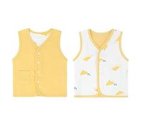 Bebè Bambini Doppio Lato Gilet Primavera Autunno Senza Maniche Giacca Cotone Ragazzi Ragazze Sottili Bottoni Automatici Top Cardigan con Motivo, Giallo 80
