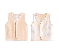 Bebè Bambini Doppio Lato Gilet Primavera Autunno Senza Maniche Giacca Cotone Ragazzi Ragazze Sottili Bottoni Automatici Top Cardigan con Motivo, Arancione 73