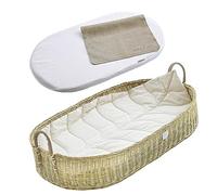 BEBE BASK Cesto fasciatoio di alta qualità, realizzato a mano, in rattan naturale, fodera in foglie di lusso, imbottitura in bambù spesso e impermeabile, tappetino fasciatoio in pelle vegana, L8