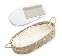 BEBE BASK Cesto fasciatoio di alta qualità, realizzato artigianalmente in alghe marine con lati extra alti, cestino per fasciatoio, tutti gli accessori inclusi, set completo per la cameretta (naturale