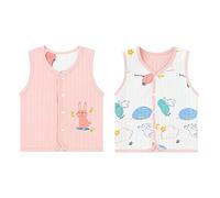 Bebè Doppio Lato Gilet Senza Maniche Bambini Giacca Cotone Ragazzi Ragazze Sottili Top Primavera Autunno Bottoni a Pressione Cardigan con Motivo, Coniglio Rosa 100