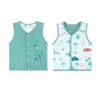 Bebè Doppio Lato Gilet Senza Maniche Bambini Giacca Cotone Ragazzi Ragazze Sottili Top Primavera Autunno Bottoni a Pressione Cardigan con Motivo, Dinosauro Verde 73