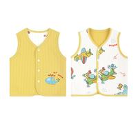 Bebè Doppio Lato Gilet Senza Maniche Bambini Giacca Cotone Ragazzi Ragazze Sottili Top Primavera Autunno Bottoni a Pressione Cardigan con Motivo, Aeroplano Giallo 80