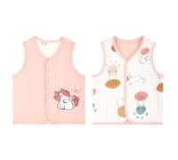 Bebè Doppio Lato Gilet Senza Maniche Bambini Giacca Cotone Ragazzi Ragazze Sottili Top Primavera Autunno Bottoni a Pressione Cardigan con Motivo, Gatti Rosa 90