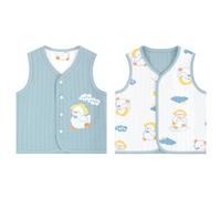 Bebè Doppio Lato Gilet Senza Maniche Bambini Giacca Cotone Ragazzi Ragazze Sottili Top Primavera Autunno Bottoni a Pressione Cardigan con Motivo, Anatra Blu 100