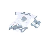 Bébé Douceur, Set Body + Berretto + Calze Nascita 100% Cotone Narval Ocean