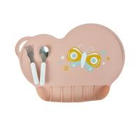 BEBE DOUCEUR, Set da tavolo con recuperatore in silicone 40 x 28 x 2,5 cm Farfalla Fantasy Garden
