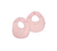 Bébé Douceur, Set di 2 bavaglini in garza di cotone + spugna, 22 x 27 cm, colore: Rosa