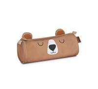 BEBE Friends Astuccio Scuola Cilindrico per Bambini e Bambine, Astuccio Bustina Orso per la Scuola, Portapenne a Tubo Vuoto, Marrone