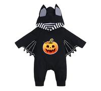 Bebe Halloween Costume, Set di pipistrelli con cappuccio divertente con cappello per le orecchie come costume di Halloween neonato 0-24 mesi