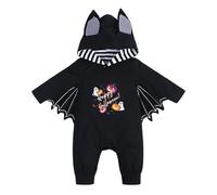 Bebe Halloween Costume, Set di pipistrelli con cappuccio divertente con cappello per le orecchie come costume di Halloween neonato 0-24 mesi