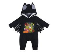 Bebe Halloween Costume, Set di pipistrelli con cappuccio divertente con cappello per le orecchie come costume di Halloween neonato 0-24 mesi