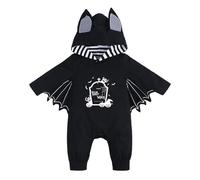 Bebe Halloween Costume, Set di pipistrelli con cappuccio divertente con cappello per le orecchie come costume di Halloween neonato 0-24 mesi