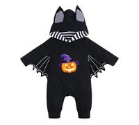 Bebe Halloween Costume, Set di pipistrelli con cappuccio divertente con cappello per le orecchie come costume di Halloween neonato 0-24 mesi