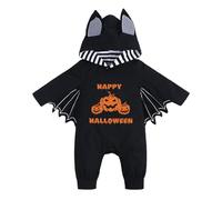 Bebe Halloween Costume, Set di pipistrelli con cappuccio divertente con cappello per le orecchie come costume di Halloween neonato 0-24 mesi