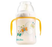 bebe-jou 655459 - Tazza prima infanzia, anti goccia, con manici, motivo farfalle, colore: Bianco