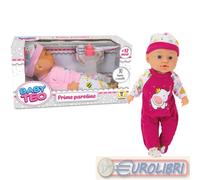 Teorema - Bambolotto Interattivo per Bambini, Dimensione 30cm, 10 Suoni e Versetti, con Ciuccio e Biberon