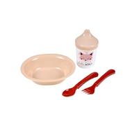 BEBE - Set pasto 4 pezzi con piatto + posate + tazza in plastica
