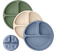 BebeCalin BB001, set di 3 piatti a ventosa per neonati, antiscivolo, per bambini e autoalimentatori, senza BPA, lavabili in lavastoviglie e microonde, BB001
