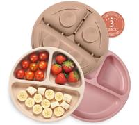 BebeCalin Set di 3 piatti a ventosa per bambini, antiscivolo, per bambini e autoalimentatori, senza BPA, lavabili in lavastoviglie e forno a microonde