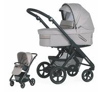 BEBECAR Parkour Cross passeggino a due pezzi, telaio ridotto, navicella completa con capottina estensibile, sedia reversibile con capottina estensibile. Telaio nero beige U223