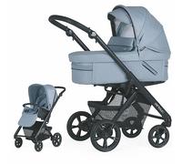 BEBECAR Parkour Cross passeggino a due pezzi, telaio ridotto, navicella completa con capottina estensibile, sedia reversibile con capottina estensibile. Telaio nero, colore blu U226