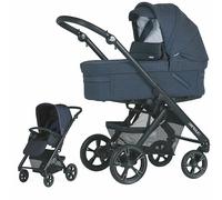 BEBECAR Parkour Cross passeggino a due pezzi, telaio ridotto, navicella completa con capottina estensibile, sedia reversibile con capottina estensibile. Telaio nero, colore marino U224