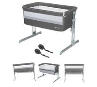 Bebeconfort Calidoo, Culla Neonato Fianco Letto 2 in 1, 0-6 Mesi (0-9 kg), Culla Co-sleeping Reclinabile, 5 Altezze, Ampio Materasso Imbottito, Pannelli a Rete, Lato Facile da Aprire, Gray Mist