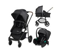 Bebeconfort Haze Trio, 3 in 1 Passeggino per bambini 0-4 anni, max 22 kg, Passeggino Leggero e Compatto, Seduta Convertibile in Navicella, Seggiolino Auto i-Size, Coprigambe e parapioggia, Tinted Grey