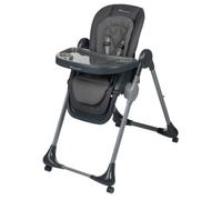 Bebeconfort Olea - Seggiolone pieghevole con ruote, 0-3 anni, 0-15 kg, Seggiolone pappa pieghevole e reclinabile 3 posizioni, 9 Altezze, Facile da pulire, 4 ruote piroettanti, grafite minerale