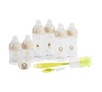 Bebeconfort Physio Air Starter Set, Set Regalo Neonato, 0+ Mesi, Set 6 Biberon Varie Misure, Ciuccio e Scovolino per Biberon, Tettarelle Anti-Colica in Silicone con Vari Flussi, Confezione Risparmio