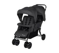 Bebeconfort Teamy passeggino fratellare gemellare lineare, passeggino tandem doppio leggero e compatto, pesa solo 12,5 kg, con parapioggia e coprigambe inclusi, Mineral Graphite