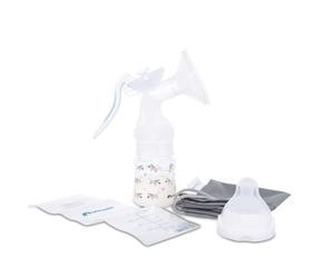 Bebeconfort Tiralatte Manuale con Biberon 150 ml e 5 Sacchetti per la Conservazione del Latte Materno Inclusi, Bianco