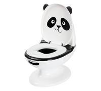 Bebeconfort Vasino Bambini, Mini WC per bambini 1-3 anni, 0-20 kg, Suono Sciacquone, Paraspruzzi, Vaschetta Rimovibile, Facile da pulire, Piedino in gomma, Black Panda