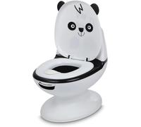 Bebeconfort WC Mini Size, Vasino bambini, 1-4 anni, 0-20 kg, Design realistico con paraspruzzi, Suono dello scarico, Tazza rimovibile, Facile da pulire, Piedino in gomma, Orsetto, Black & White