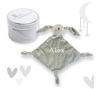 BebeDeParis | Doudou Baby BigBunny personalizzato per neonato. Peluche morbido ricamato a mano in Spagna con scatola vintage Guardatodo, la sua prima coperta di attaccamento (bianco)