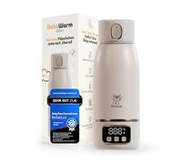 BEBELUX Scaldasalatte elettrico per bambini da viaggio, ricarica rapida da 36 W, senza BPA, perfetta regolazione della temperatura, senza germi e a prova di perdite, batteria a lunga durata (beige)