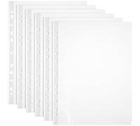 BEBEMOKO 100 pezzi Buste Trasparenti Forate Buchi per Raccoglitori Protettori Pagine con Apertura Superiore Resistenti in PP per Documenti Chiari e Facili da Inserire