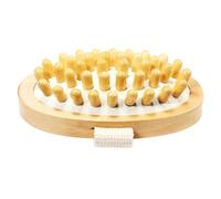 BEBEMOKO 1pezzi Spazzola da Bagno Massaggiante senza Manico con Teste in Legno Tonde e Morbide per Corpo Secco e Doccia Promuove Circolazione e Sollievo Dalla Fatica in Legno e Gomma