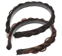 BEBEMOKO 2 pezzi Cerchietti Capelli Intrecciati Larghi Donna Ragazza Fascia Antiscivolo per Acconciature Eleganti e Sportive Colori Marrone Scuro e Marrone