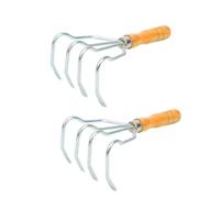 BEBEMOKO 2 Pezzi Dig Clam Rake Digger Di Conchiglie Rastrello Spiaggia Forchetta a Vongole Mollusco Strisciando Adulti Scavare Accessori Per Frutti Di Mare Argento Di Legno
