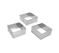 BEBEMOKO 3 pezzi Stampi Quadrati Acciaio Inossidabile Set per Biscotti Mousse e Dolci Tagliabiscotti Antiaderente Resistenti Facili da per Cucina e DIY