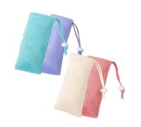 BEBEMOKO 4pezzi Sacchetto per Sapone in Pe Sacchetto Esfoliante per Doccia con Coulisse Solido e Sapone Fatta Mano per Pulizia