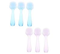BEBEMOKO 6 pezzi Spazzola per Pulizia Viso con Setole Morbide e Manico Ergonomico Esfoliante e Massaggiante per Detergente Pori Adatta Donna e Colori Blu
