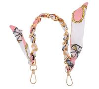 BEBEMOKO Catena Metallizzata per Borsa con Sciarpa in Seta Intrecciata Elegante Accessorio Tracolla Borse Donna Vintage Catenella Borsa Resistente per Decorazione e Te